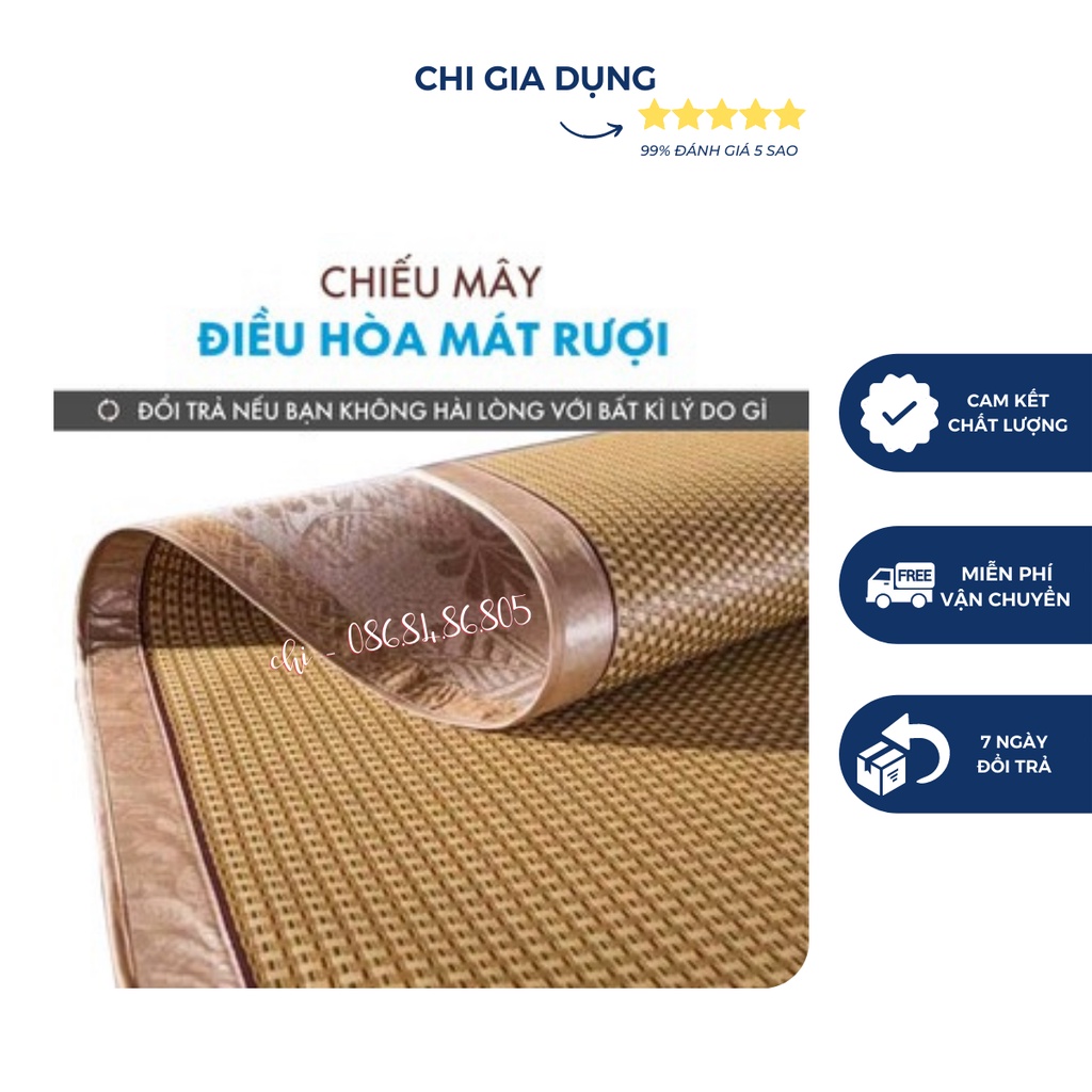 Chiếu điều hòa HƯƠNG LAN sợi mây tổng hợp viền lụa cao cấp hàng việt nam xuất khẩu 2 mặt giá rẻ 1m2 1m6 1m8 2m2
