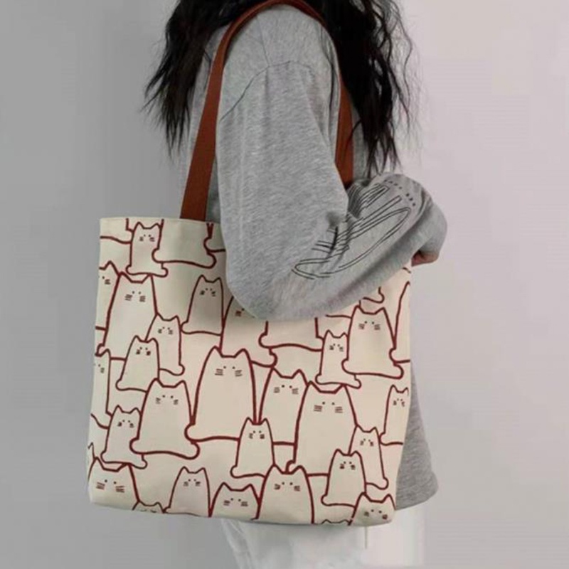 Túi Đeo Vai Bằng Vải Canvas Màu Sắc Đơn Giản Có Sức Chứa Lớn Dành Cho Nữ