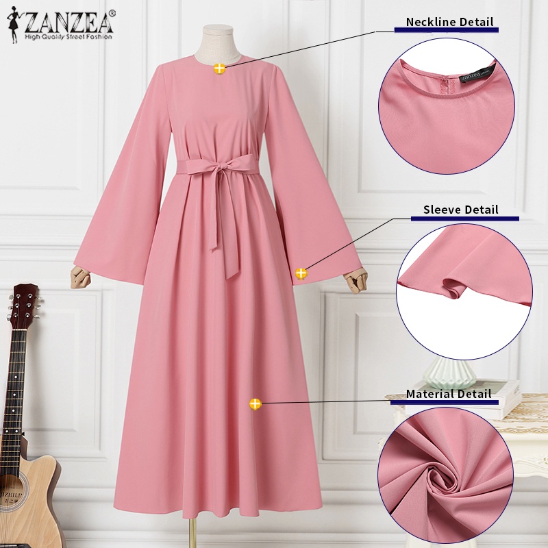 Zanzea Đầm Chữ A Tay Dài Màu Trơn Phong Cách Đường Phố Thời Trang Cho Nữ