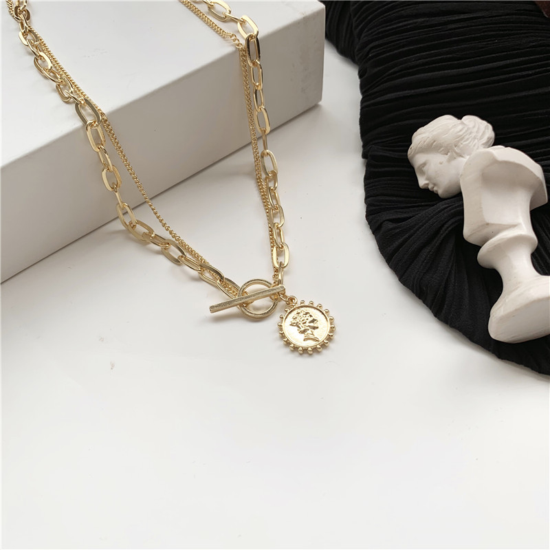 Vòng Cổ Sợi Xích Mặt Đồng Xu Đơn Giản Thời Trang Cho Nữ