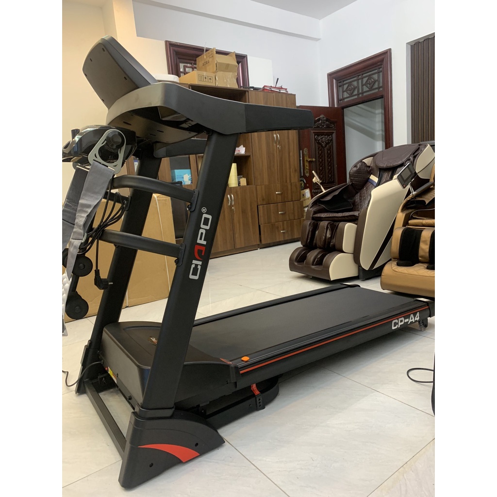 Máy chạy bộ tại nhà A4, nâng hạ dốc 15 độ êm ái, nghe nhạc giảm stress,gấp gọn trợ lực thuỷ lực, và bánh xe di chuyển