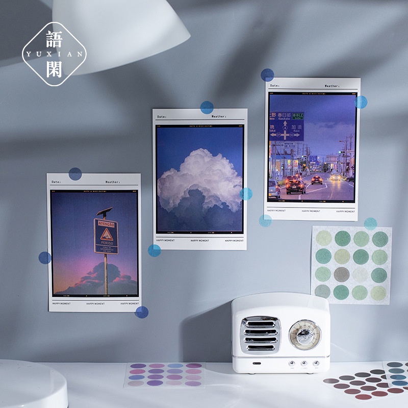 Sticker Tròn Tách Lẻ Nhiều Màu Cute Dụng Cụ Bullet Journal Hình Dán Sổ Tay Mũ Bảo Hiểm Washi Tape ST72