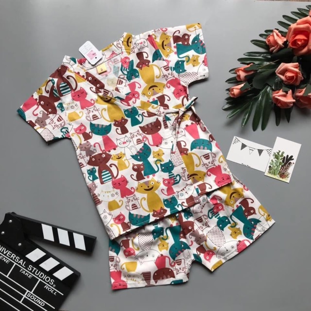 Bộ yukata côtton lụa cho bé