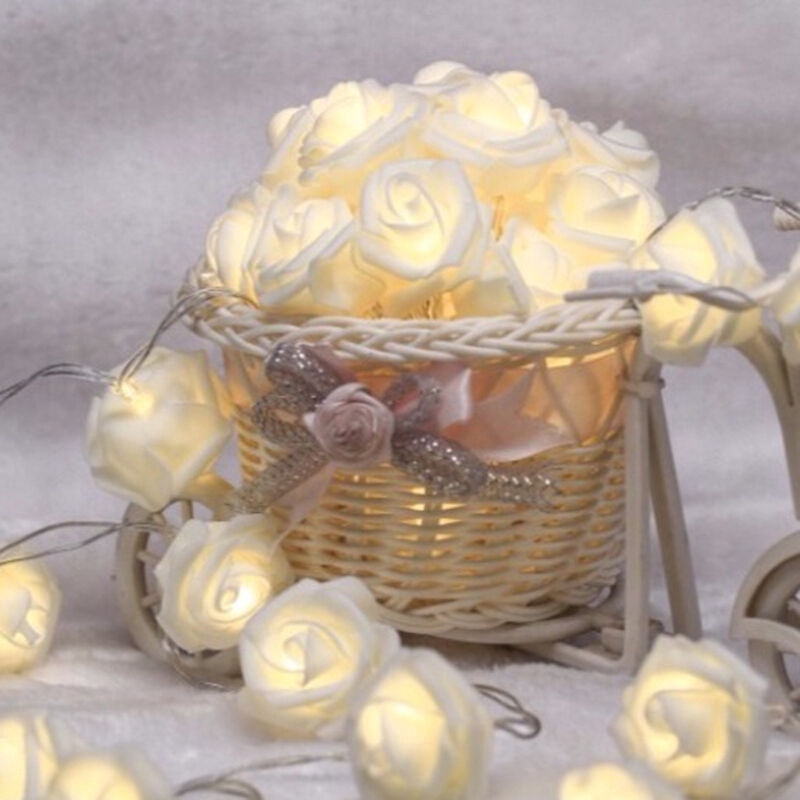 Dây đèn LED 20 bóng hình hoa hồng dùng cho trang trí tiệc/giáng sinh