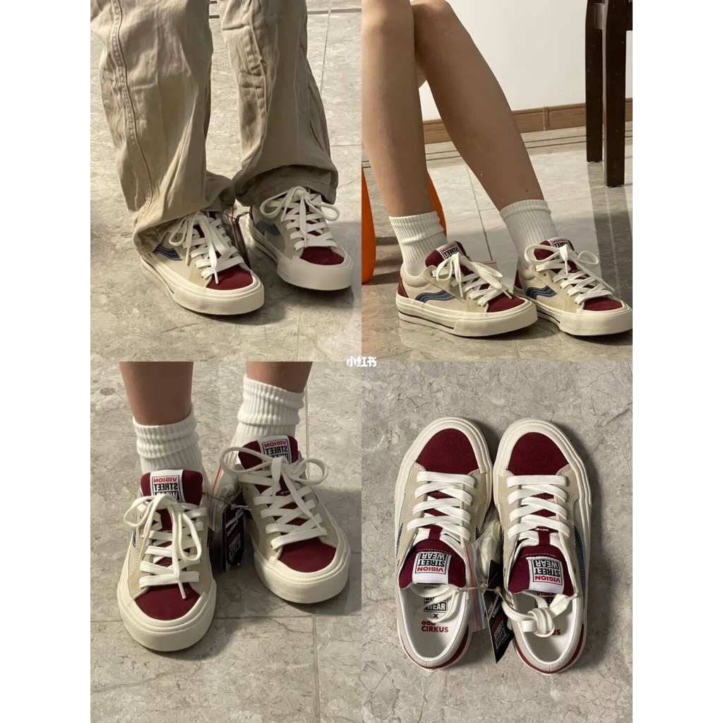 Giày Sneaker ODD CIRKUS X VISION Cổ Thấp Chất Liệu Da Lộn Màu Xám Mã Não Thời Trang Đường Phố Cho Nam Và Nữ-Vi2