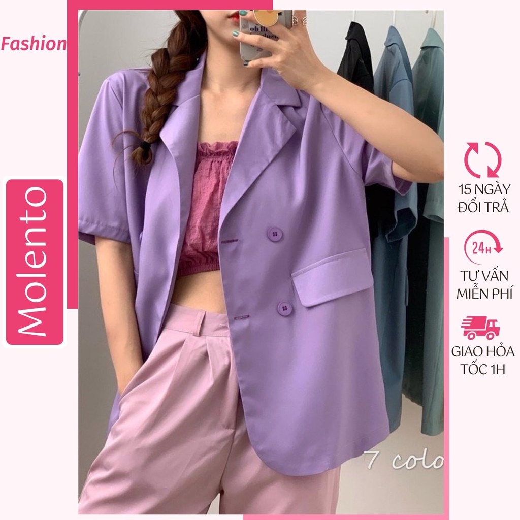 Áo Blazer Nữ Tay Ngắn MOLENTO Áo Vest Nữ Blazer Hàn Quốc Cao Cấp Chất Vải Dầy Dặn Đứng Dáng Không Xù Bai Nhão - M115