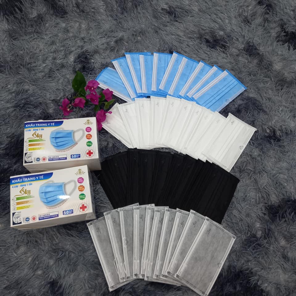 Hộp 50 khẩu trang y tế SKY mask 4 lớp kháng khuẩn Ngăn Ngừa Vi Khuẩn,Khói Bụi Độc Hại