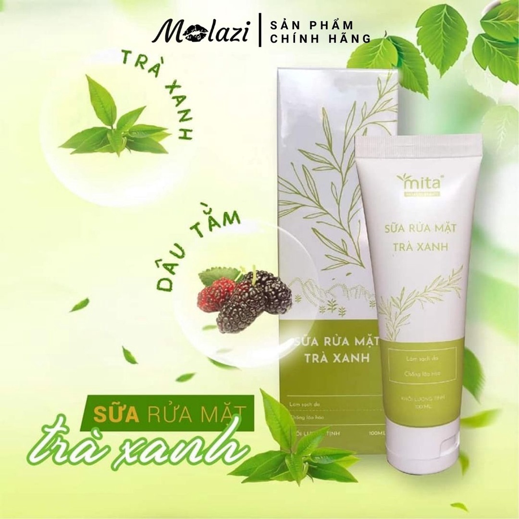 Sữa rửa mặt trà xanh kiềm dầu ngừa mụn se khít lỗ chân lông cho da khô da dầu mụn trắng da 100ml molazi. | BigBuy360 - bigbuy360.vn