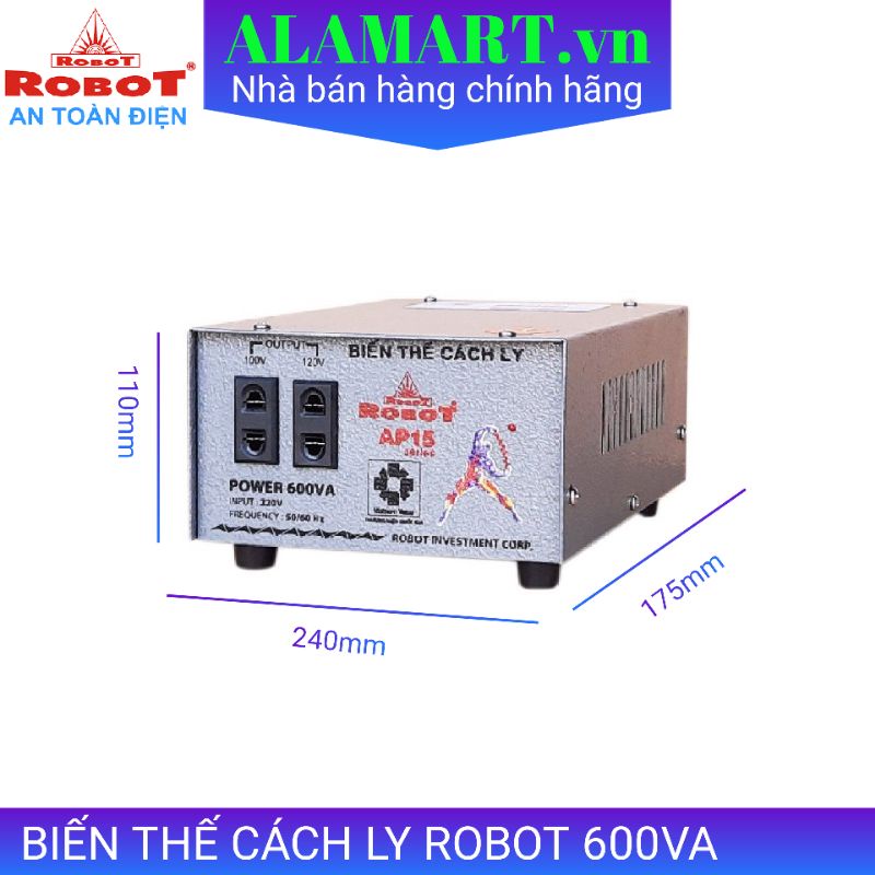 BIẾN THẾ CÁCH LY ĐỔI ĐIỆN 220V - 110V ROBOT 600VA