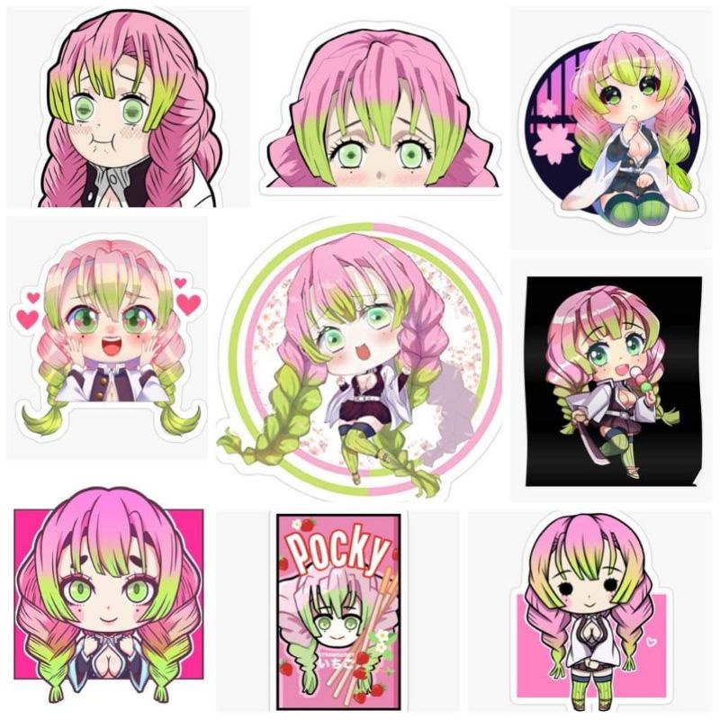 10-50 hình dán Stickers Kanroji Mitsuri Kimetsu No Yaiba decal