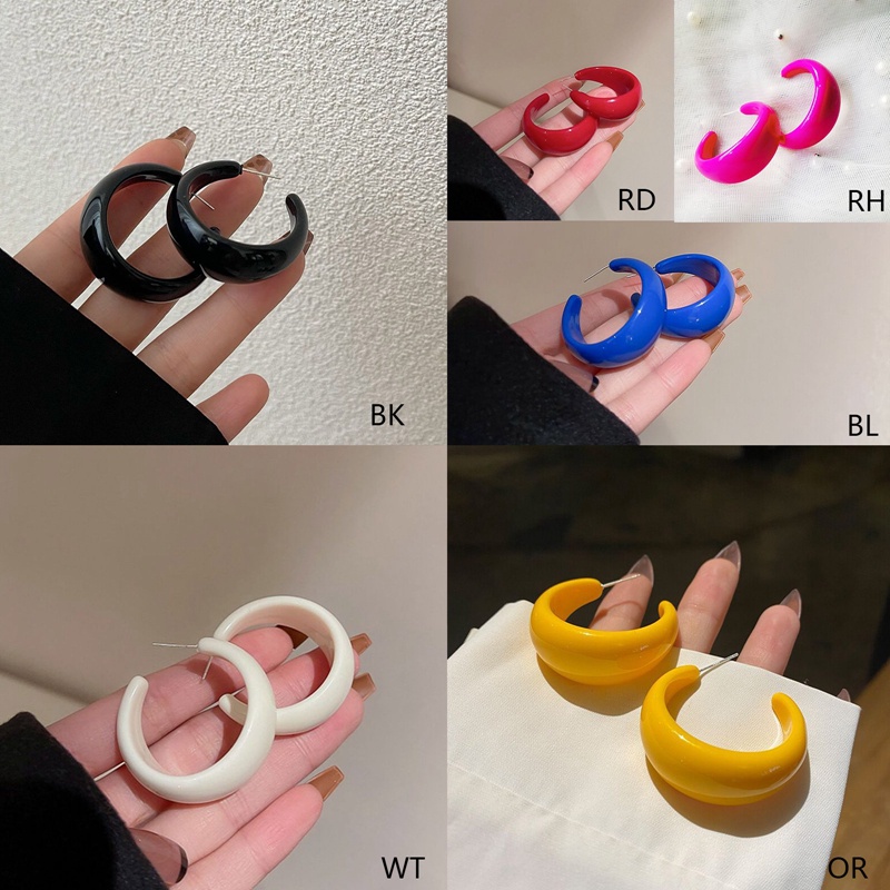 Bông Tai Hình Tròn Acrylic Màu Trắng Cỡ Lớn Thời Trang Chất Lượng Cao Cho Nữ