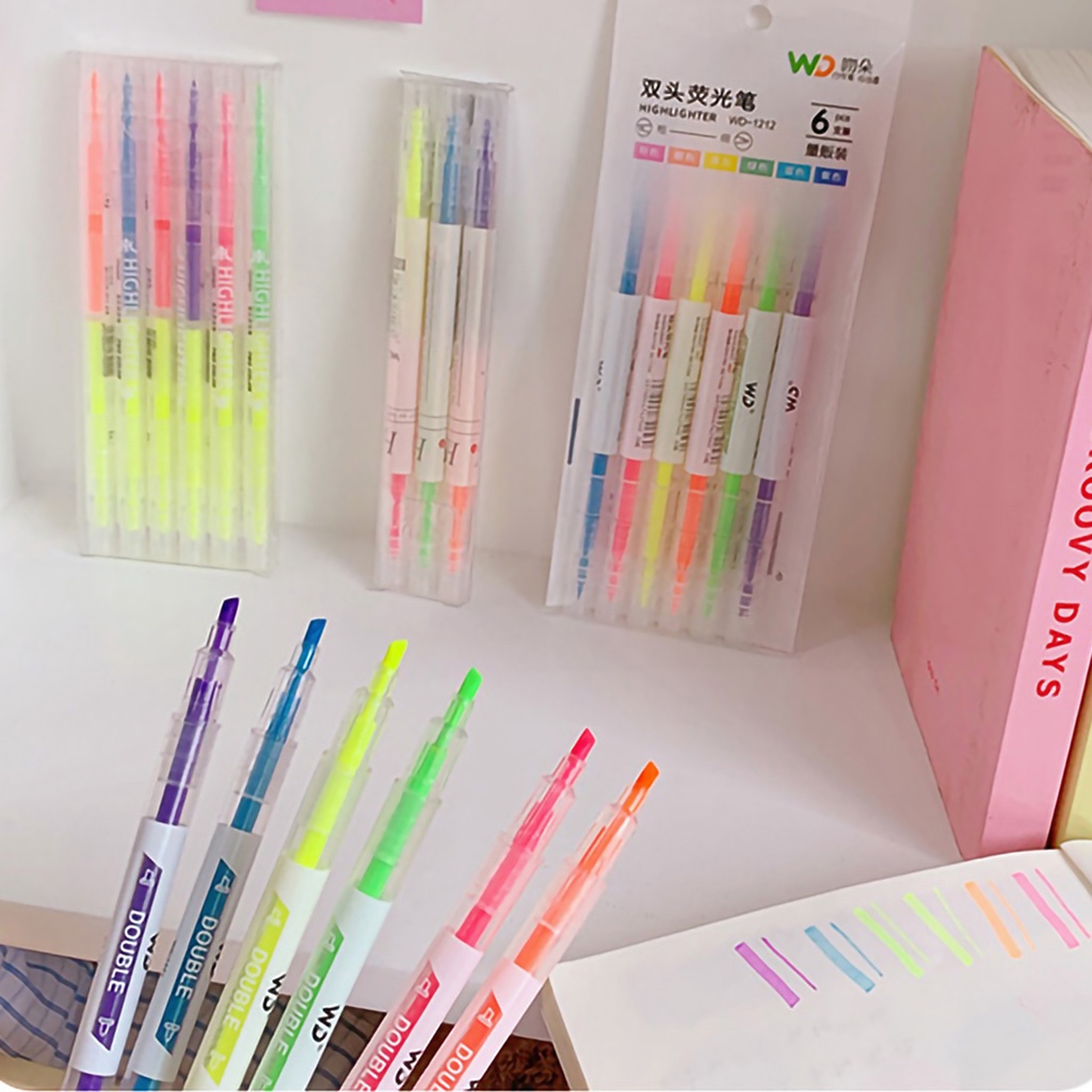 Bộ 6 Bút Dạ Quang Nhiều Màu Sắc