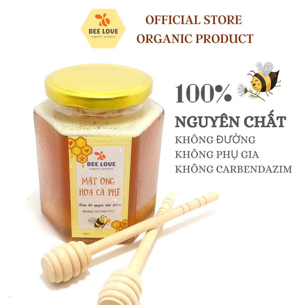 Mật ong nguyên chất hoa cà phê BEE LOVE cô đặc, nhà nuôi không qua trung gian, không pha đường hay phụ gia 500ML