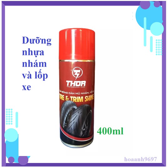 Phục hồi, dưỡng dàn nhựa nhám, vỏ xe THOR tire trim shine 400ml Việt Nam