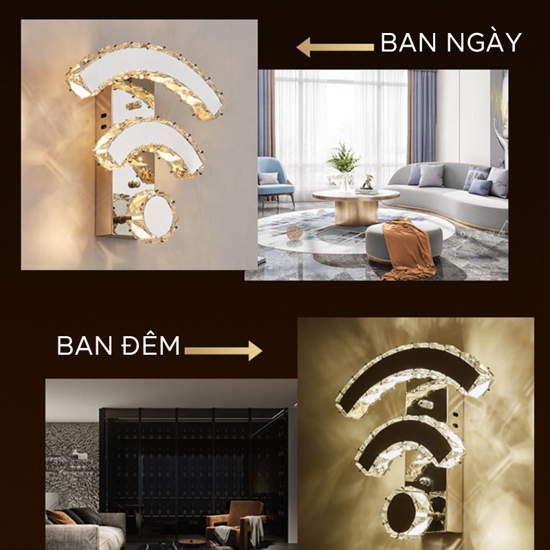 Đèn gắn tường pha lê phong cách Hiện Đại trang trí phòng khách phòng ngủ UPLED