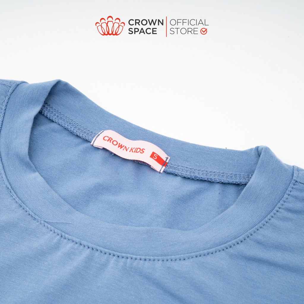 Áo Phông Bé Trai Màu Xanh Họa Tiết Crown Space Fashion CKBS2110704.GY TShirt Vải Cotton Thoáng Mát Từ Size 4-8