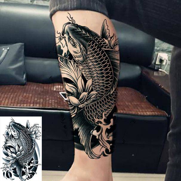 Hình Xăm Dán Cánh Tay Cá Chép Và Hoa Chống Thấm Nước Lâu Trôi Cho Nam Và Nữ