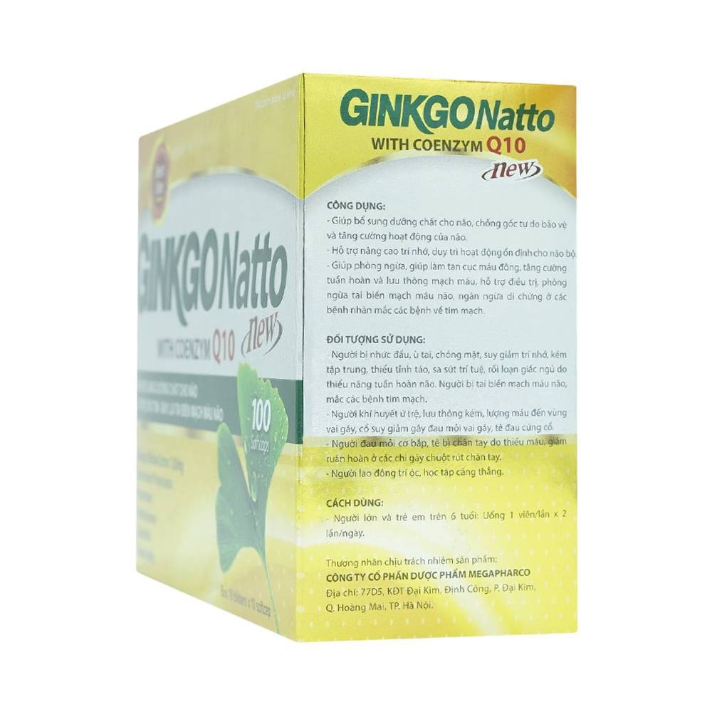 [Bảo Lâm ] - (Nhà Thuốc) [Viên uống] GINKGO NATTO NEW WITH COENZYM Q10, Tăng cường tuần hoàn máu não | HỘP 100 VIÊN