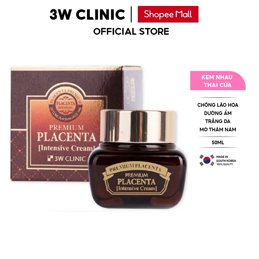 Kem trắng da chống lão hóa 3W Clinic Hàn Quốc Chiết xuất từ nhau thai cừu giúp da trắng sáng mềm mại tự nhiên 50ml