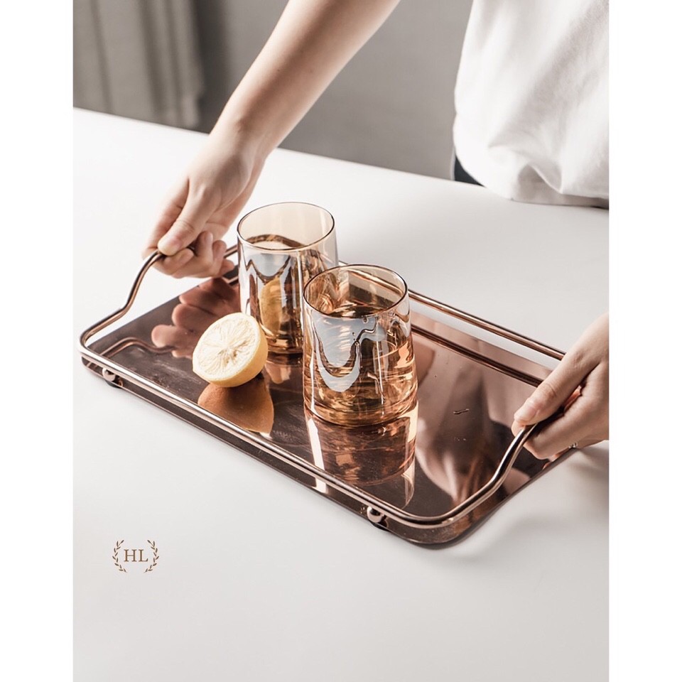 Khay để bình cốc khung inox, đế thủy tinh -HL