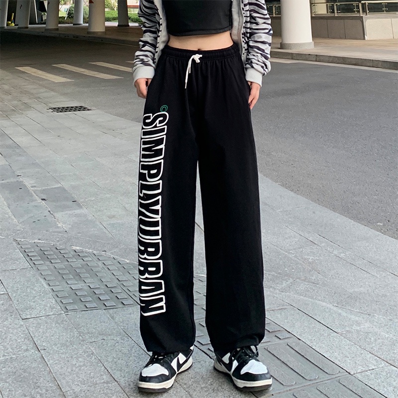 Quần thể thao NRVP ống rộng phong cách đường phố Hàn Quốc thời trang dành cho nữ