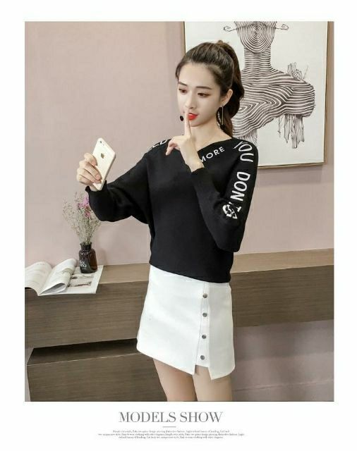 Hàng nhập - Áo len nữ cánh dơi bo viền