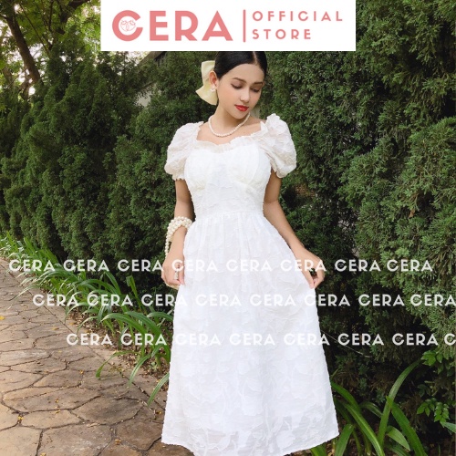 Váy trắng hoa xốp 3D 🍓 Đầm dự tiệc sang chảnh 🍓 CERA FASHION