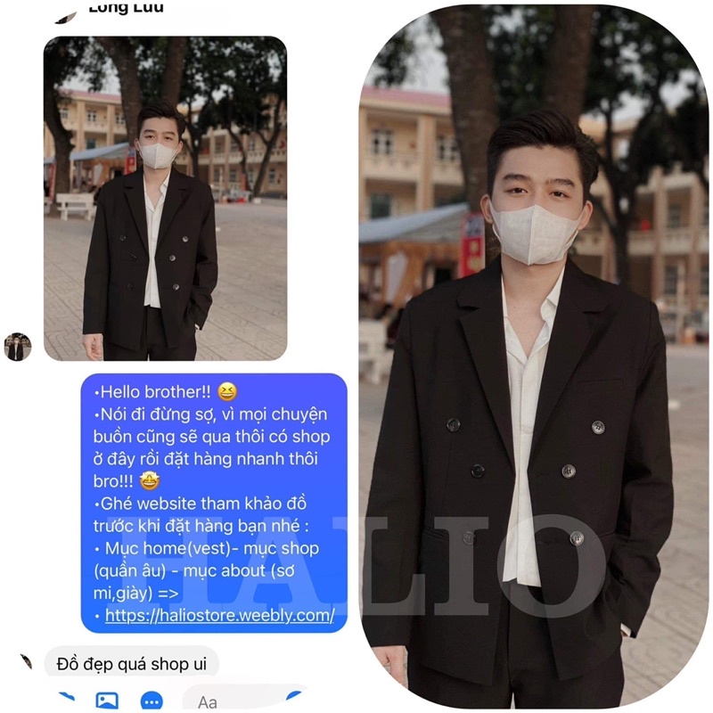 Áo Vest nam đen cổ bẻ ve, 6 khuy, dáng thoải mái, trẻ trung, lịch lãm - HALIOMAN