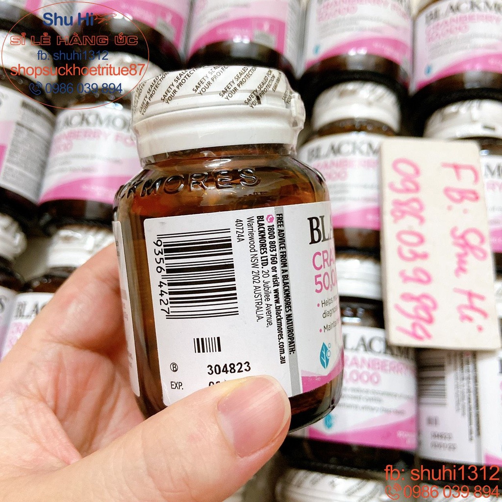 Viên uống hỗ trợ đường tiết niệu, bàng quang hàm lượng cao 50000mg, tiết niệu blackmores cranberry forte 30 viên, 90v Úc