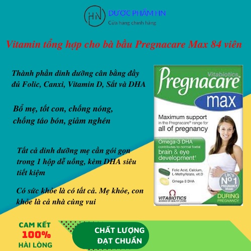 Vitamin tổng hợp cho bà bầu pregnacare max, hộp 84 viên duocphamhn92