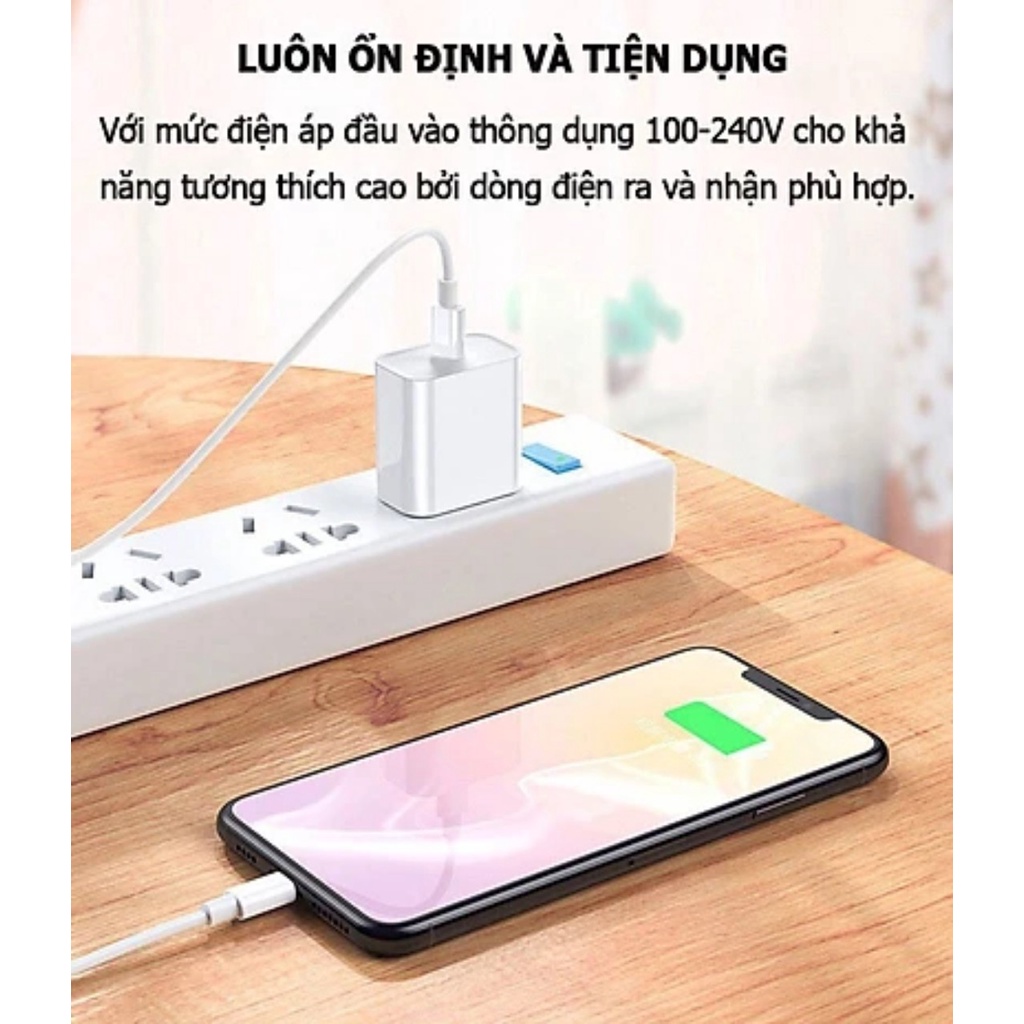 Bộ sạc nhanh 20w dành cho iphone, ipad, ipod, bảo hành 12 tháng