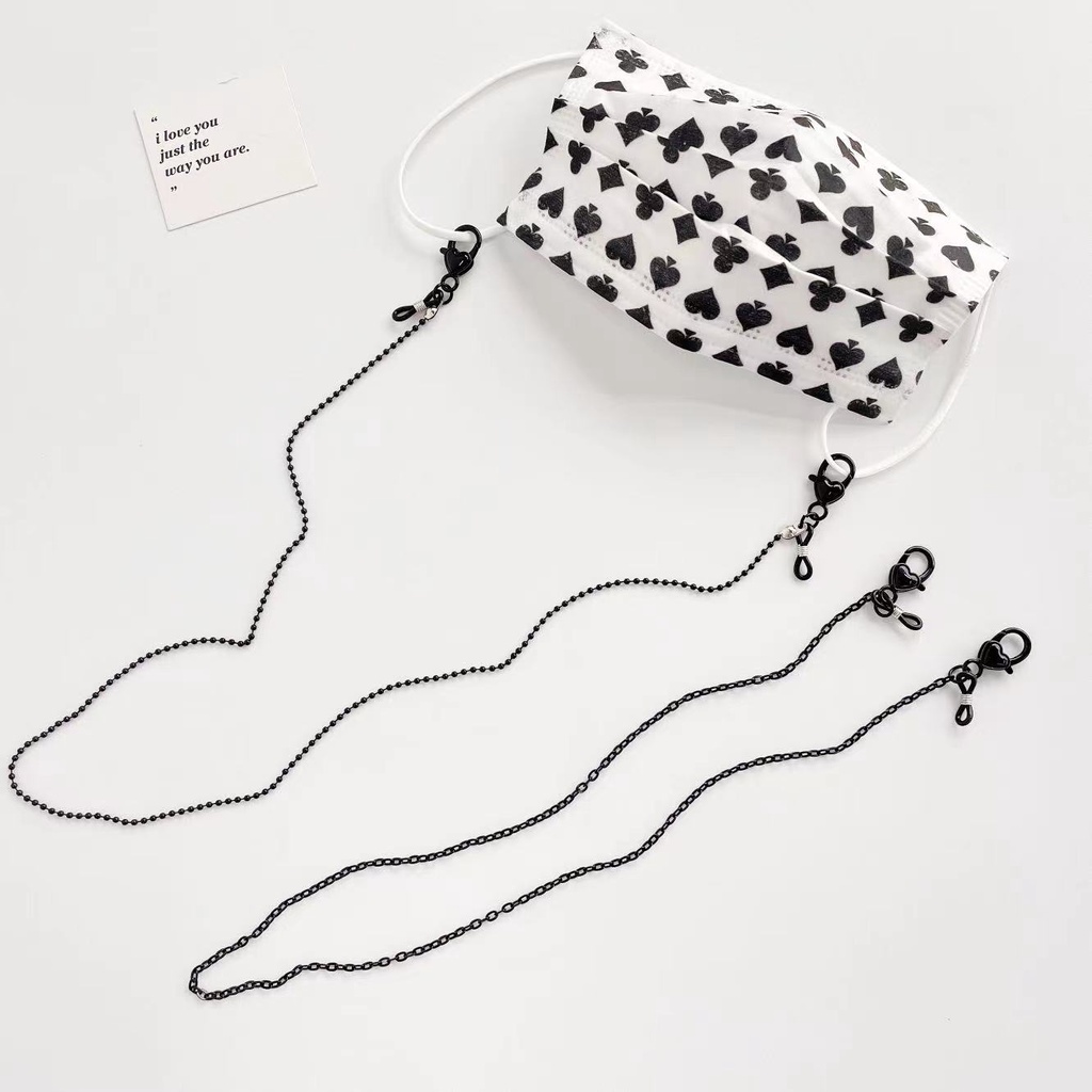 Dây Xích Gắn Mắt Kính Xâu Hạt Acrylic Màu Đen Phong Cách Hàn Quốc Đơn Giản