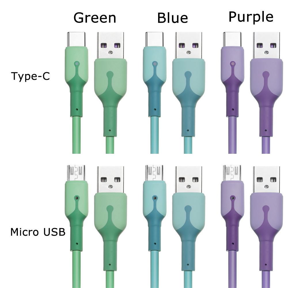 Dây Cáp Sạc Nhanh 5a Dài 1m Bằng Silicon Nhiều Màu Sắc Cho Android Type-C Micro Usb