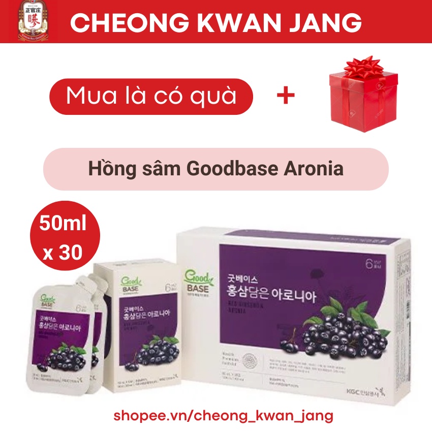 Nước Hồng Sâm Goodbase Aronia (50ml x30 gói) , chính hãng Cheong Kwan Jang KGC