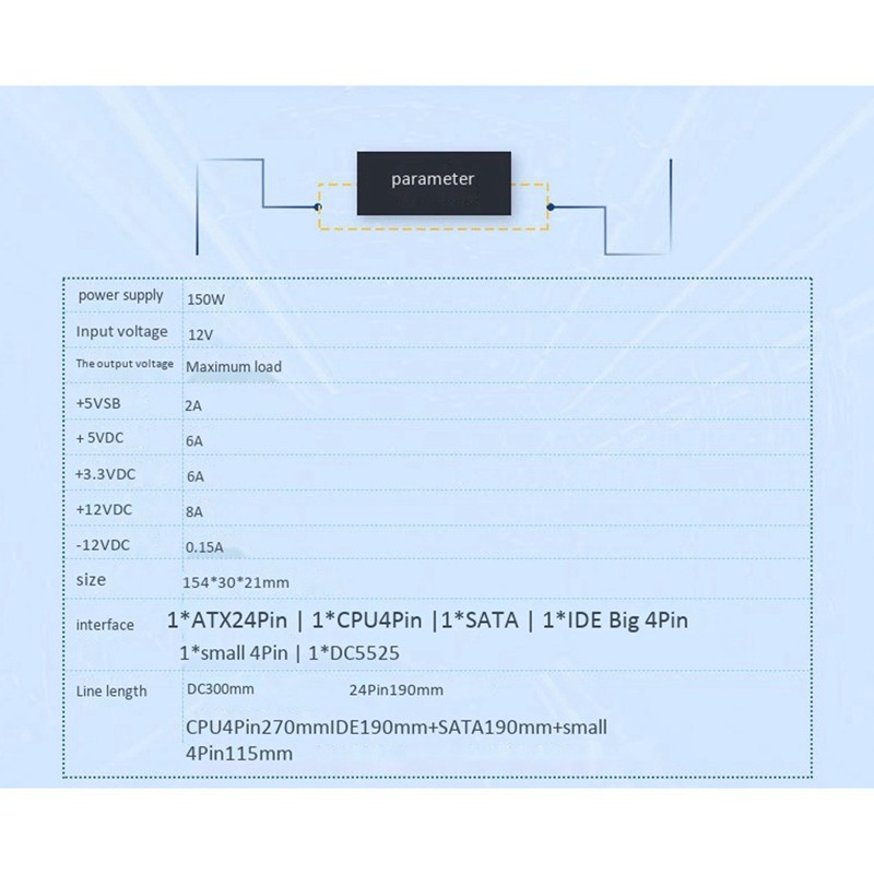 Công Tắc Nguồn 12v 150w Dc Atx Peak Psu Pico Atx Psu 24pin Mini Itx Dc Sang Atx Pc Cho Xe Hơi