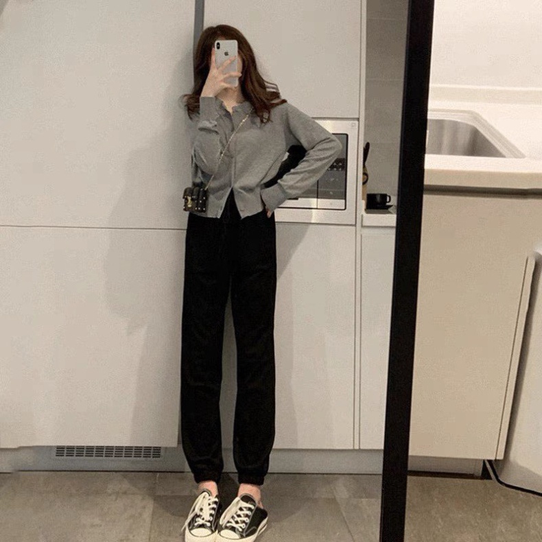 Quần bo gấu len tăm mới_Quần jogger tăm mẫu mới phong cách unisex