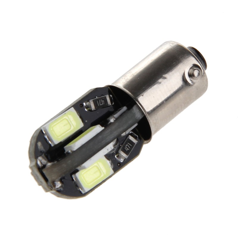 1 cặp đèn LED xi nhan trắng DC 12V BA9S H6W 5630 cho xe hơi
