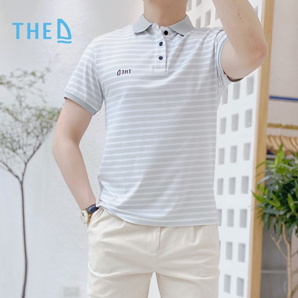 Áo Polo Nam Cotton The D Kẻ Sọc Dáng Regular Fit, Chất Liệu Cotton Mềm Mịn, Thoáng Mát, Thấm Hút Tốt AP 5510