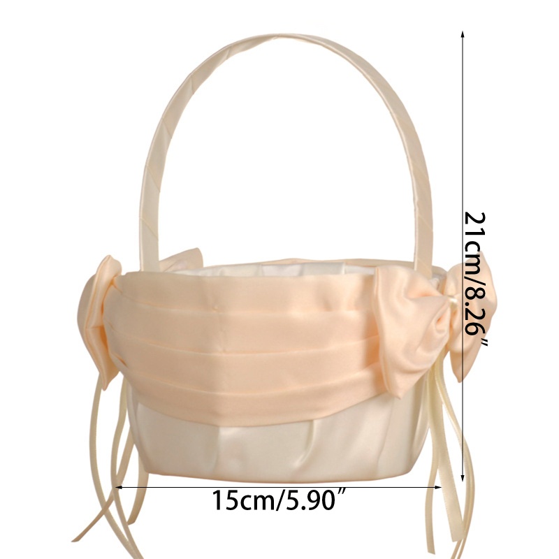 Giỏ Hoa Bằng Vải Satin Xinh Xắn Trang Trí Tiệc Cưới