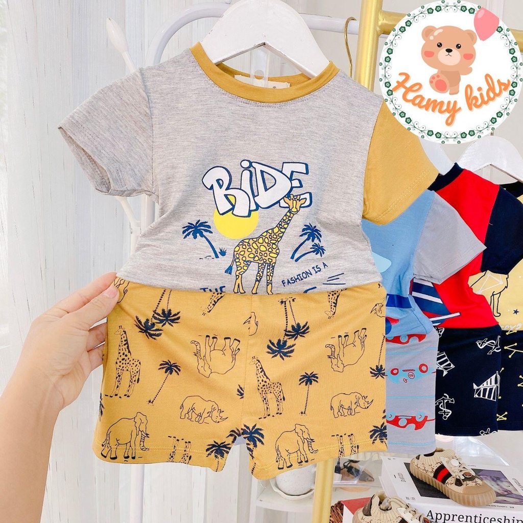 Bộ Cộc Tay Trẻ Em Minky Mom Chính Hãng Thun Lạnh Tay Raplan Hình Thuyền Buồm Hươu Xe Đua Bé 0-5 Tuổi Dưới 20kg- Hamykids