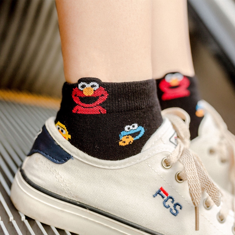 1 Đôi vớ họa tiết hoạt hình Sesame Street vui nhộn mới lạ dành cho nam và nữ