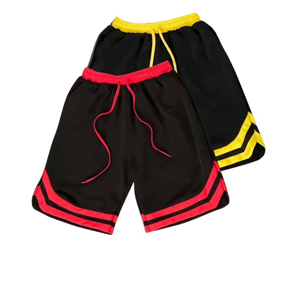 Quần short 2v unisex line sọc thể thao ống rộng vải poly 2 da 4 chiều M01