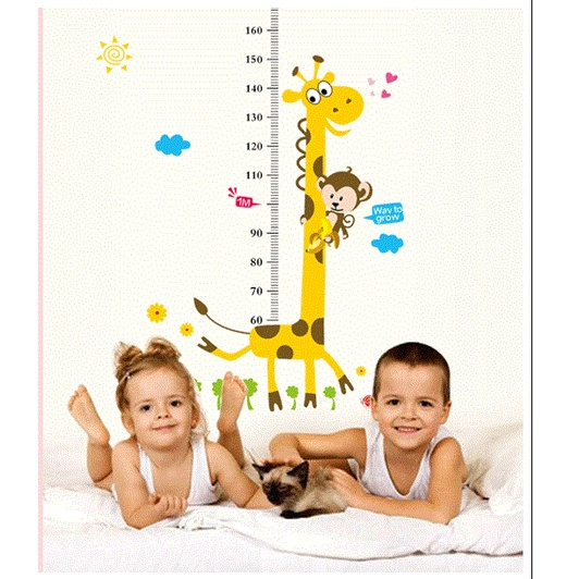 Decal dán tường, tranh dán tường đo chiều cao cho bé, tranh dán phòng ngủ, lớp học AY7178