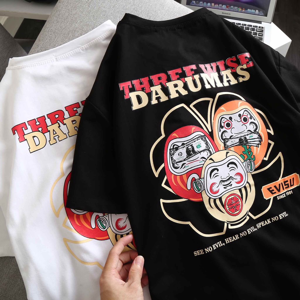 Áo phông Nam Nữ 🔅FULL SIZE🔅 Áo T shirt cổ tròn Three wise Darumas chất vải mềm mịn, thoáng mát, thấm hút mồ hôi tốt | BigBuy360 - bigbuy360.vn