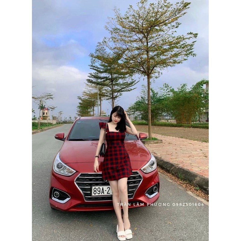 [Mã FAGREEN245 giảm 10% tối đa 30K đơn 99K] Váy kẻ caro cánh tiên