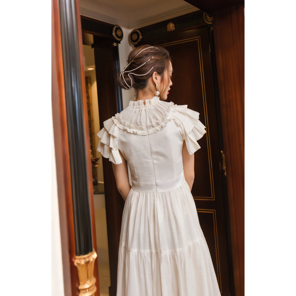 [Mã SKAMSALEP6 giảm 10% tối đa 100K đơn 150K] SÒ VINTAGE - AROMI Đầm xoè tay cánh tiên bèo cổ | BigBuy360 - bigbuy360.vn