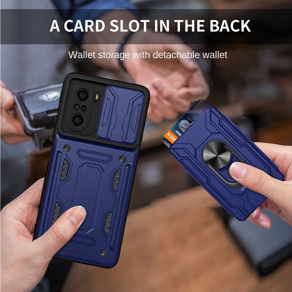 Ốp Điện Thoại Chống Sốc Có Ngăn Đựng Thẻ Cho Redmi K40 Pro Xiaomi Mi POCO F3 11X Pro