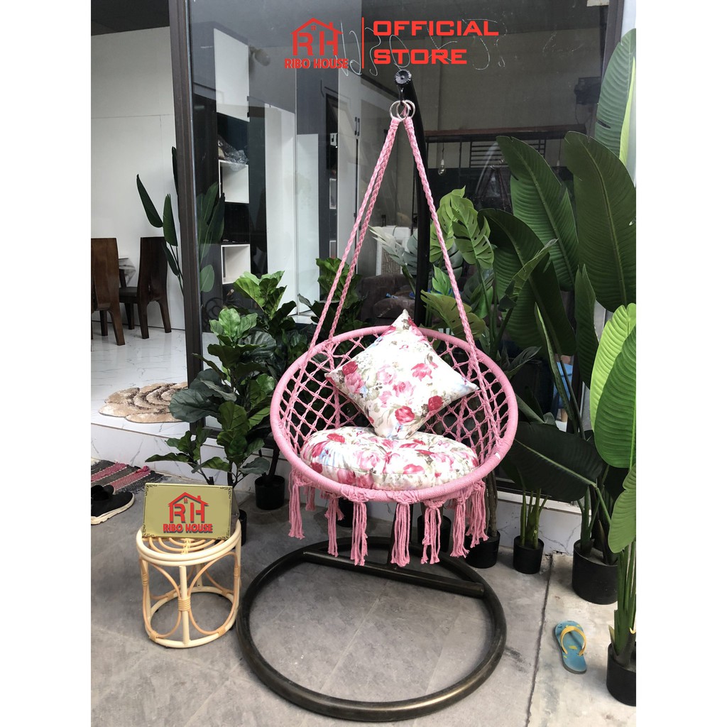 Ghế xích đu RIBO HOUSE dạng võng tinh tế trọng lượng 160kg, ghế thư giãn trang trí ban công phòng ngủ quán cafeRIBO152