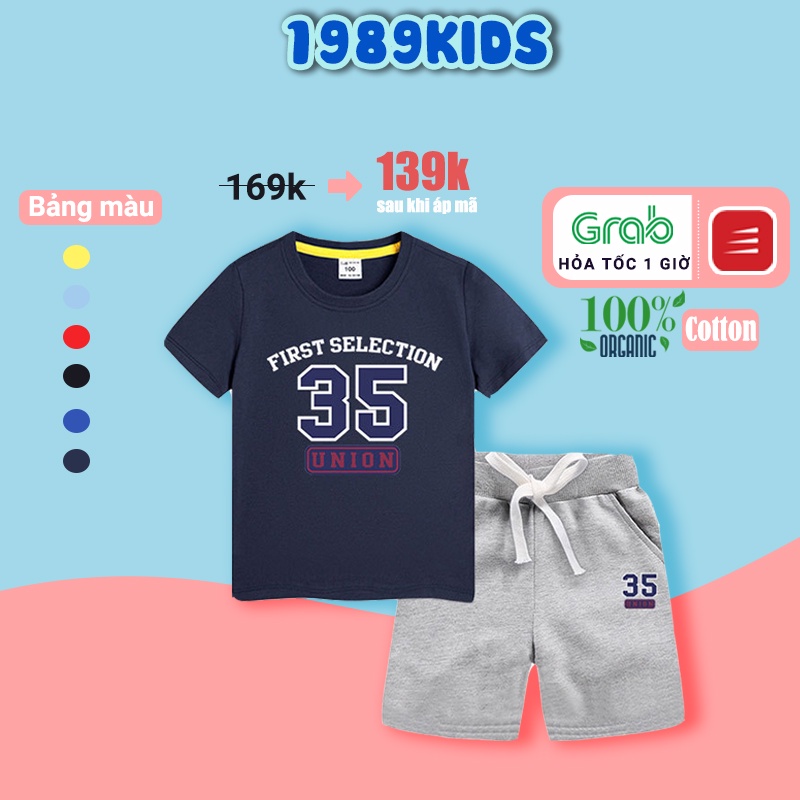 Đồ bộ bé trai  1989KIDS phù hợp bé từ  2 đến 7 tuổi  bộ quần áo cộc tay,100% cotton cao cấp,6 mẫu thời trang mùa hè