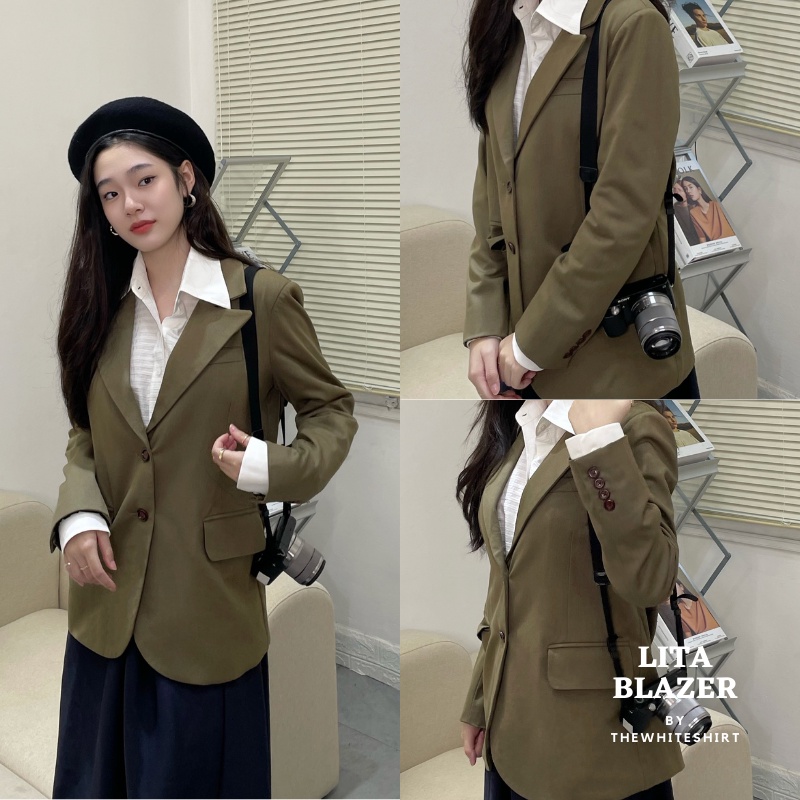 LITA BLAZER - áo blazer trẻ trung thanh lịch màu rêu